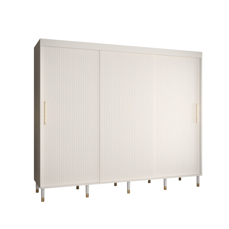 Annalily 3 Door Manufactured Wood Wardrobe, White Matt