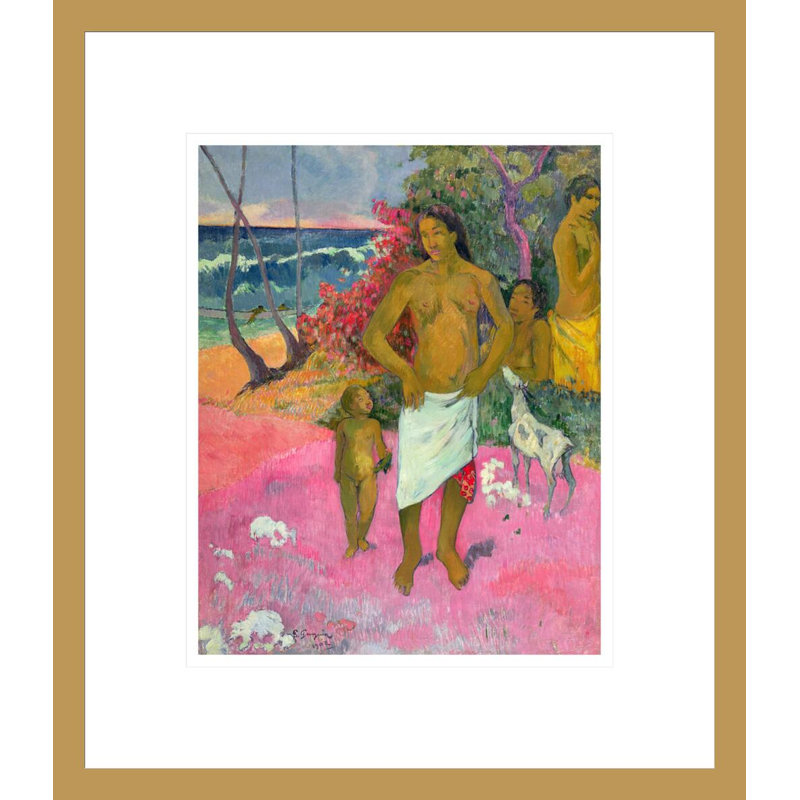 «A Walk by the Sea» par Paul Gauguin - Estampe numérique encadrée, H 15,87 po x l 13,75 po
