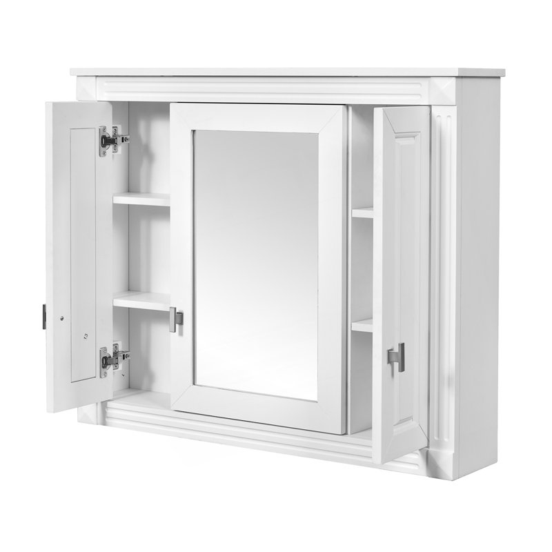Armoire de salle de bain murale avec miroir, armoire à pharmacie murale avec 4 tablettes