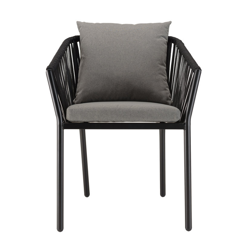 Macedon Patio Dining Armchair with Cushion, Anthracite Grey, Black