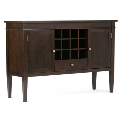 Carlton SOLID WOOD Sideboard Buffet and Wine Rack in Dark Tobacco Brown