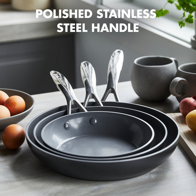 Gray Aluminum Ceramic Nonstick Fry Pan Skillet Set