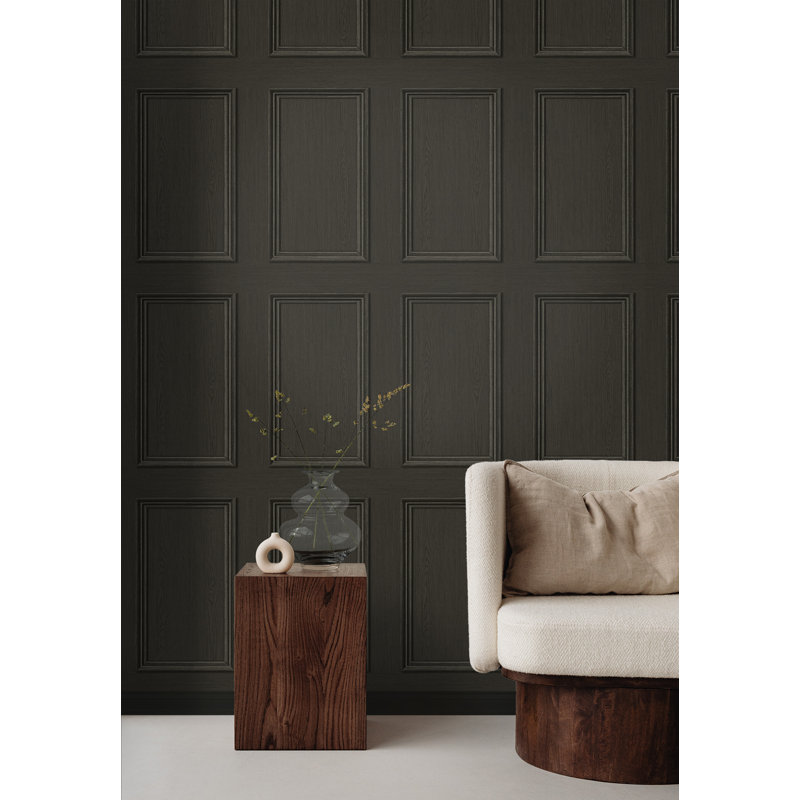 The Sojourn Wood & Shiplap Vinyl Peel & Stick Wallpaper Roll, Charcoal