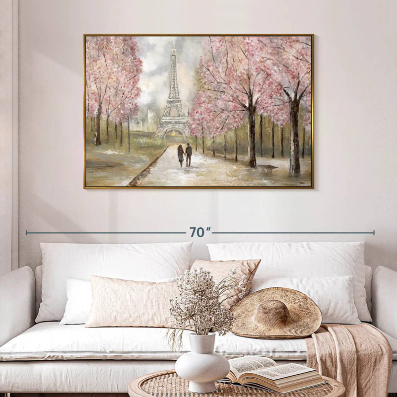 Balade à Paris, 46 po x 31 po, Cadre flottant doré
