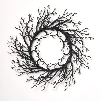 Couronne de porte noire à paillettes brunes d'Halloween - 28 po