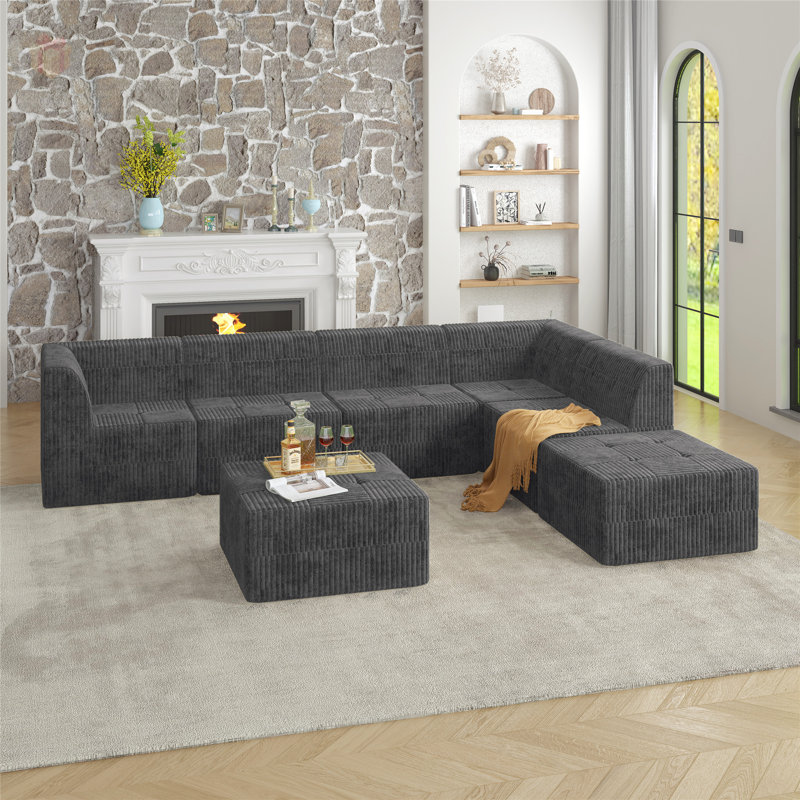Canapé modulaire en L en forme de L, canapé compressé confortable avec un design compact pour une vie minimaliste moderne