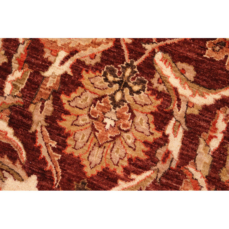 Tapis oriental brun en laine noué à la main de 7 pi 11 po x 10 pi Silke