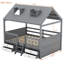 Structure de lit double en bois pleine grandeur, gris-1046917585