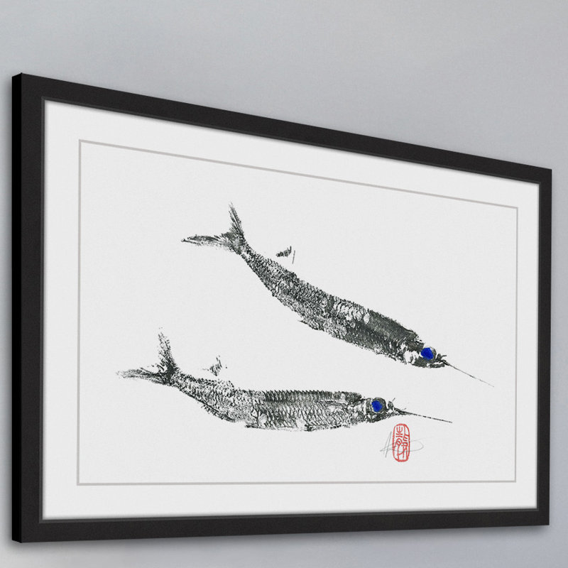 « aiguille fish », reproduction d’art encadrée, H 20 po x l 30 po x P 1,5 po