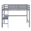 Lit mezzanine simple surélevé en bois d'hévéa avec barrière de sécurité intégrée et échelle-470334035