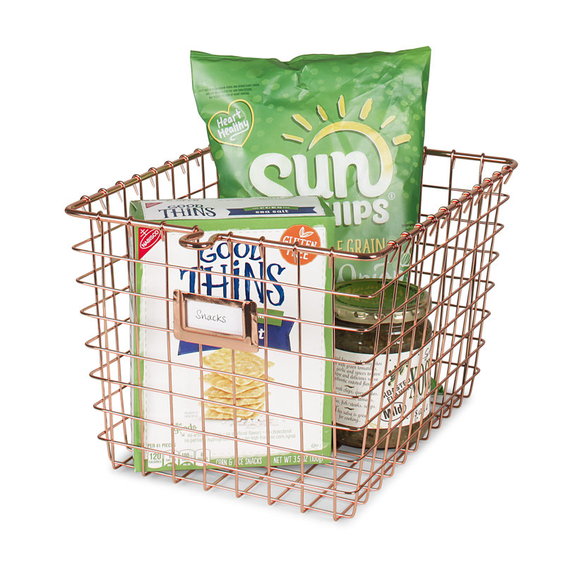 Panier en métal / métal Albie, Cuivre, H 8 po x l 9 po x P 12,5 po, 1