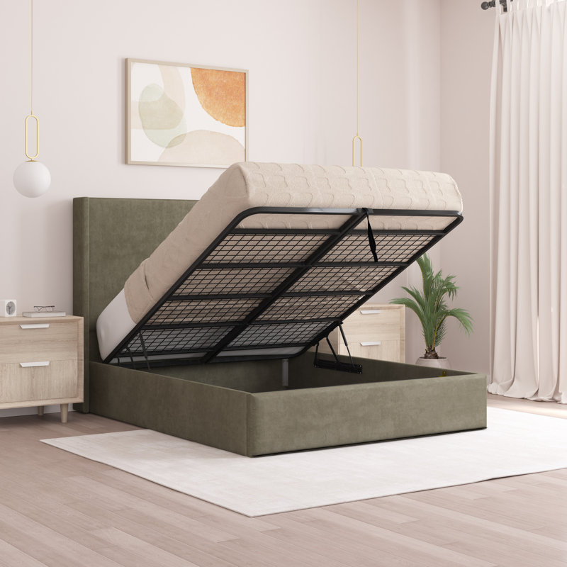 Boiko Upholstered Ottoman Storage Bed, Single (3'), Asphalt