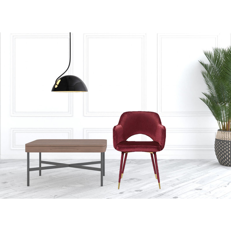 Chaise parsons en polyester 22 po, Velours rouge