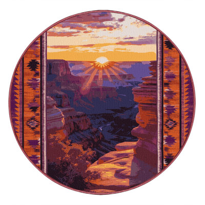 Washable Canyon Sunrise Southwestern Area Rug