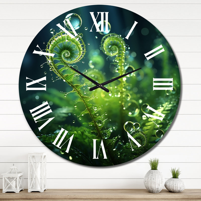 Horloge murale Magical Fern Light of Morning Dawn I, Très grand