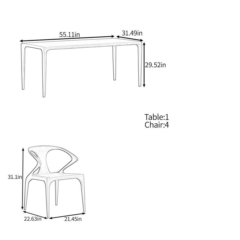 All solid wood multifunctional table set, 29.52"H x 55.11"L x 31.49"W