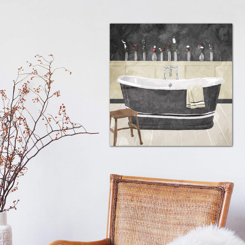 Bathroom Florals Dark by Mlli Villa - Wrapped Canvas Print, 45.72 cm H x 45.72 cm W x 3.175 cm D