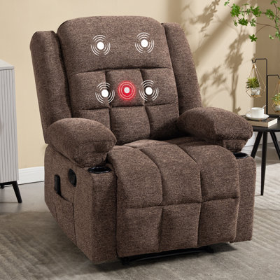 3-Position Adjustable Manual Recliner with Cup Holders