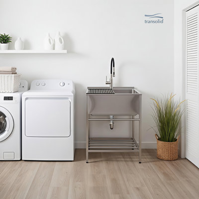 Évier à lessive autoportant avec robinet L 25 po x l 22 po