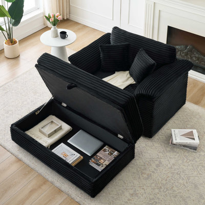 Confortable fauteuil avec accoudoirs à ressorts avec tabouret de rangement et deux ports USB, idéal pour le salon et la chambre à coucher.