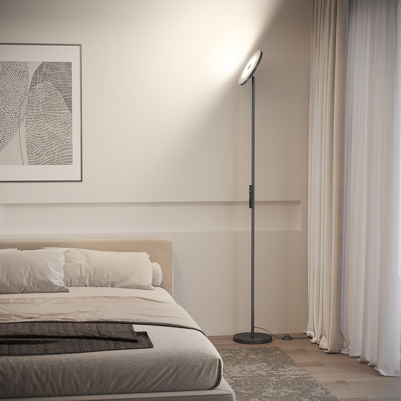 Johntay 69'' LED Dimmable Torchiere Corner Floor Lamp with Remote, Black