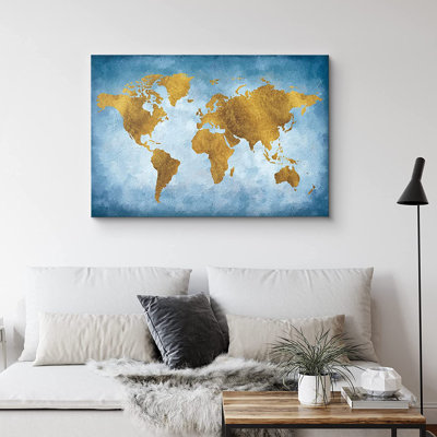 Carte du monde paysage des îles - impression sur toile tendue