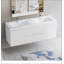 Meuble-lavabo flottant 60 po avec lavabo, meuble-lavabo mural moderne 60 po avec lavabo double en résine et deux tiroirs à fermeture en douceur, blanc brillant 24V11-60DGW