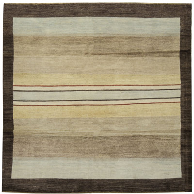 Tapis beige, bleu et brun noué à la main de haute qualité