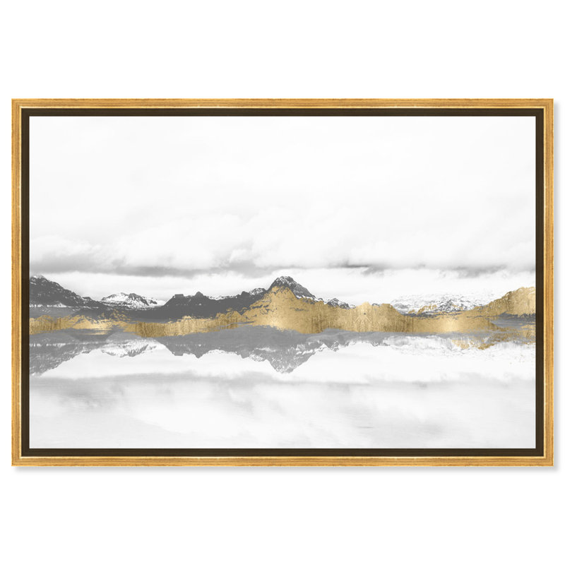 «Abstract Stood Still and Wondered Gold Mountains», reproduction d'art graphique sur toile tendue, Or, H 24 po x l 36 po