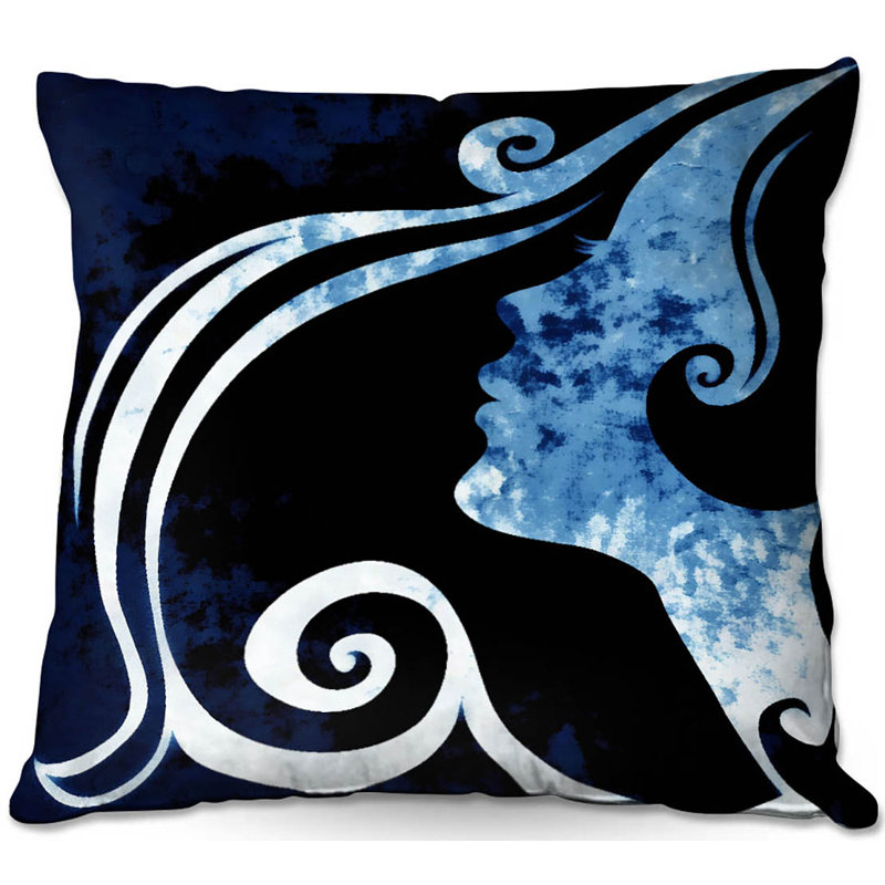 Coussin en attente de canapé, 18 po x 18 po, Bleu / noir