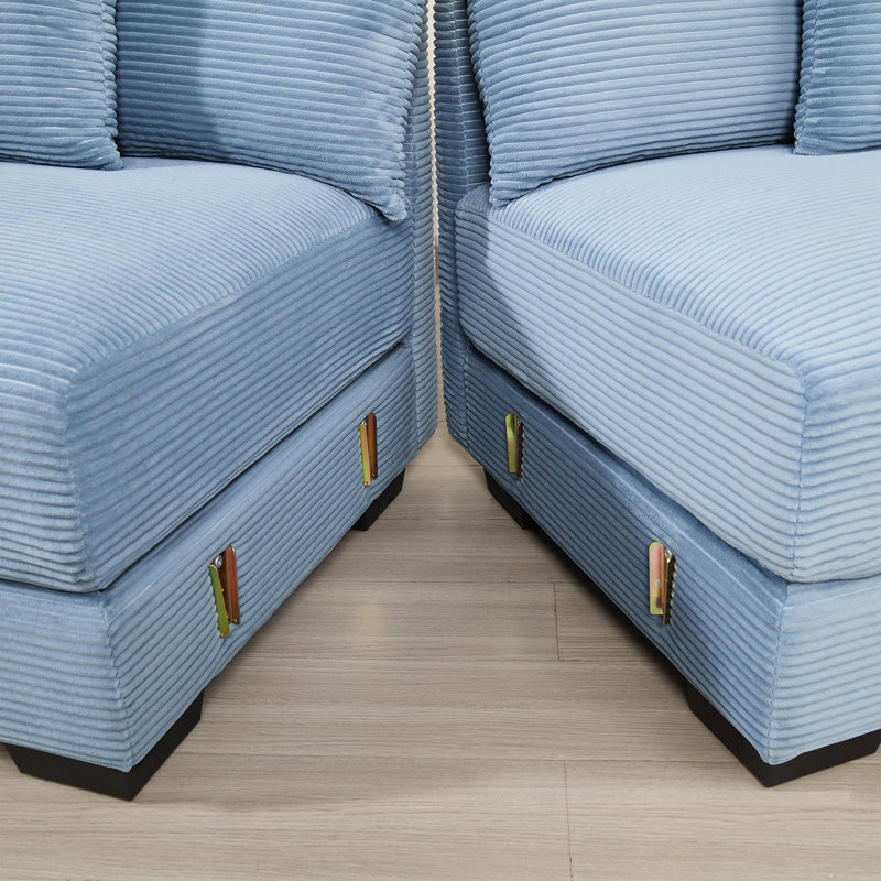 Canapé modulaire rembourré Forbestown 6 pièces, Bleu