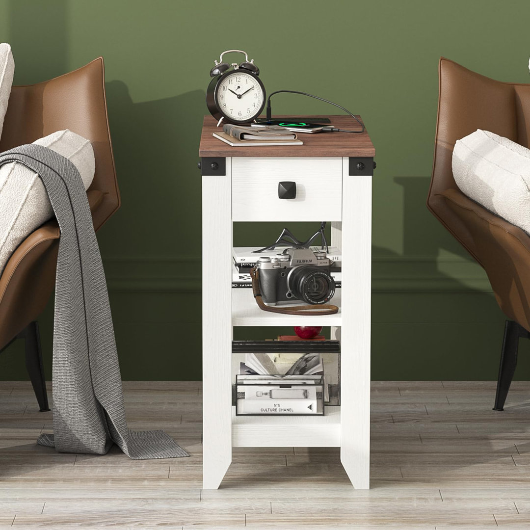 Set of 2 End Tables With Charging Station And Storage Gracie Oaks 