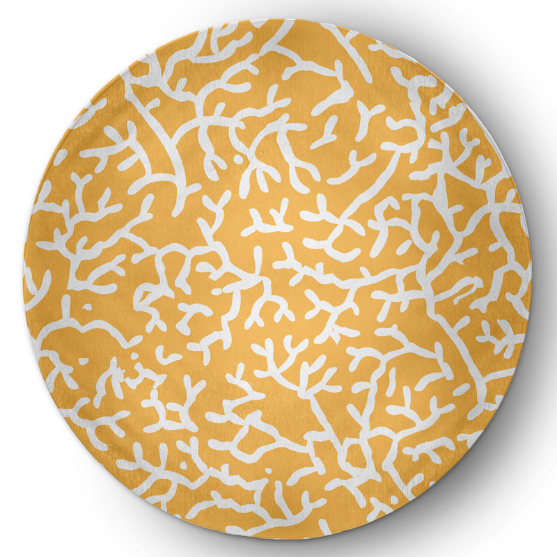 Bitner Chenille Abstract Indoor / Outdoor Rug, Round 5'