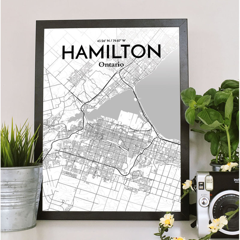 Hamilton City Map 1 Piece Wall Art, 51 cm H x 41 cm W