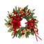 Couronne de Noël pré-illuminée de 61 cm de diamètre avec ornements rouges et dorés