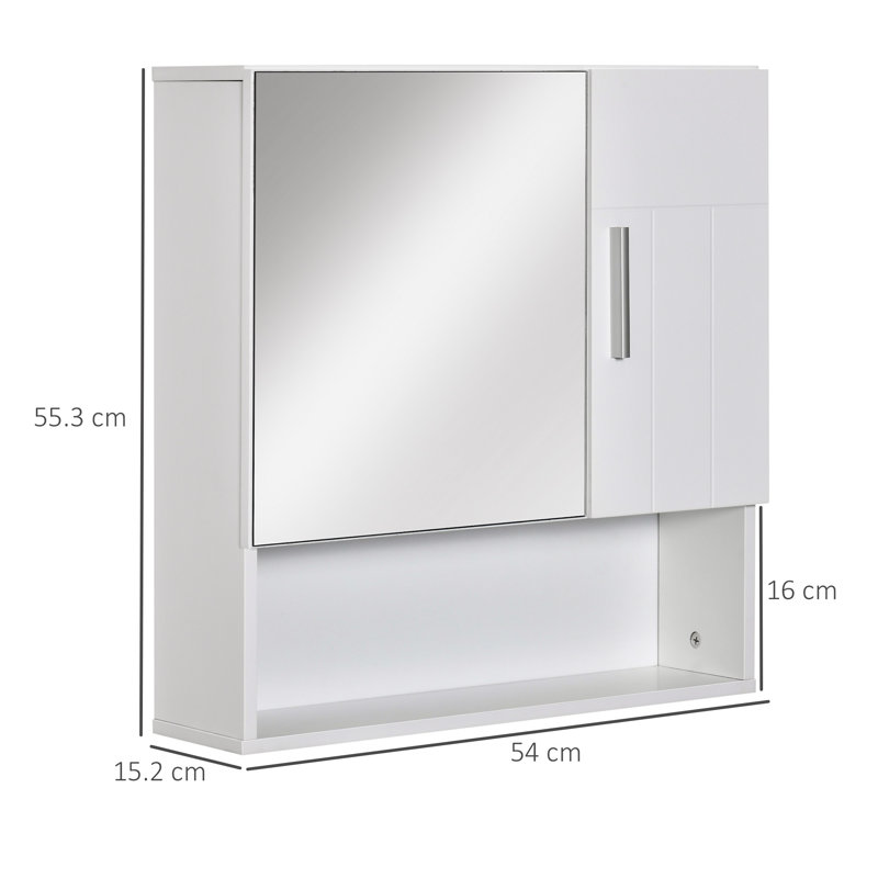 Isavela 540mm W 553mm H Surface Frameless Medicine Cabinet Mirror 5 Adjustable