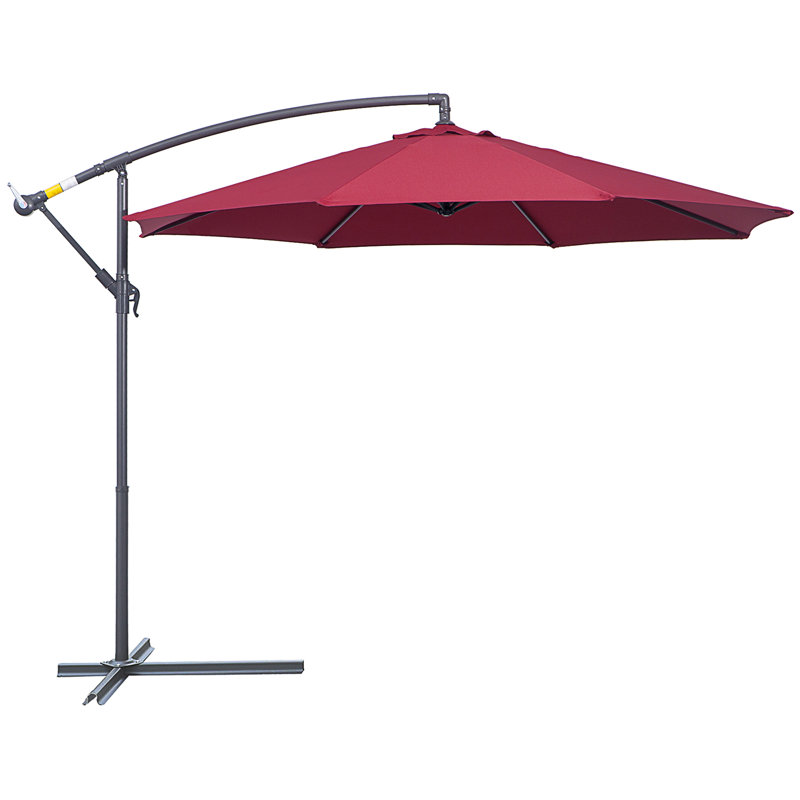 Parasol de patio décalé avec base de parasol en porte-à-faux