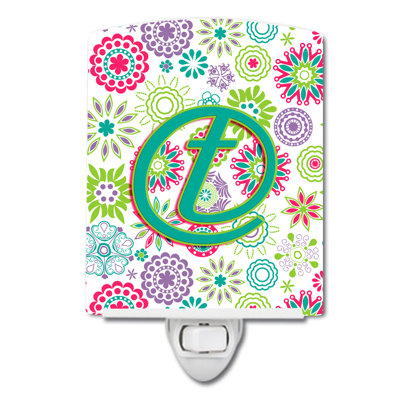 Éclairage de nuit en céramique fleurs initial