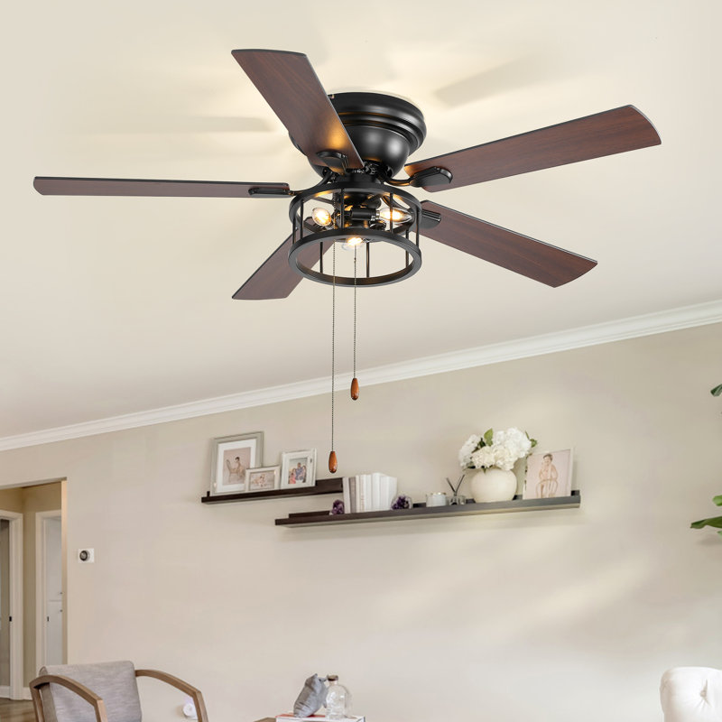 Ventilateur de plafond encastré à 5 pales de 52 po avec chaîne de traction et ensemble d'éclairage inclus