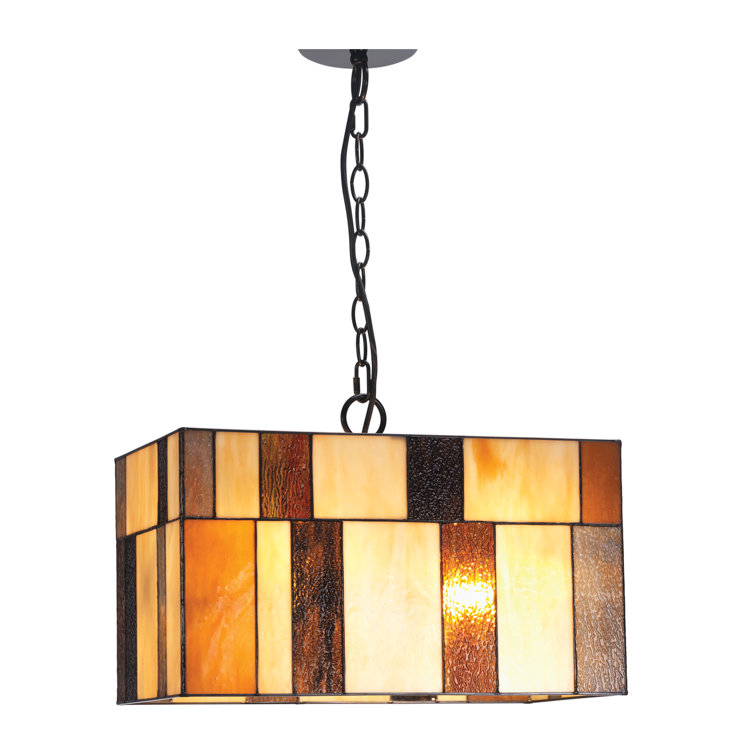 Mykonos 2 - Light Beige/Amber Glass Square/Rectangle Pendant