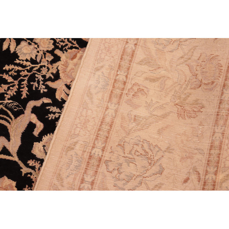 Hand-Knotted Black Wool Traditional Rectangular Rug 8'1'' x 10'1''