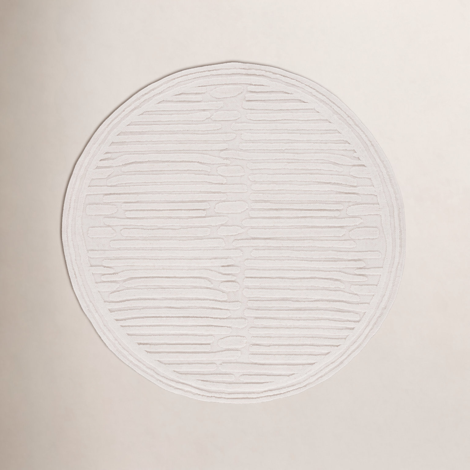 Elona Ivory Hand-Tufted Abstract Wool Rug, Round 6'