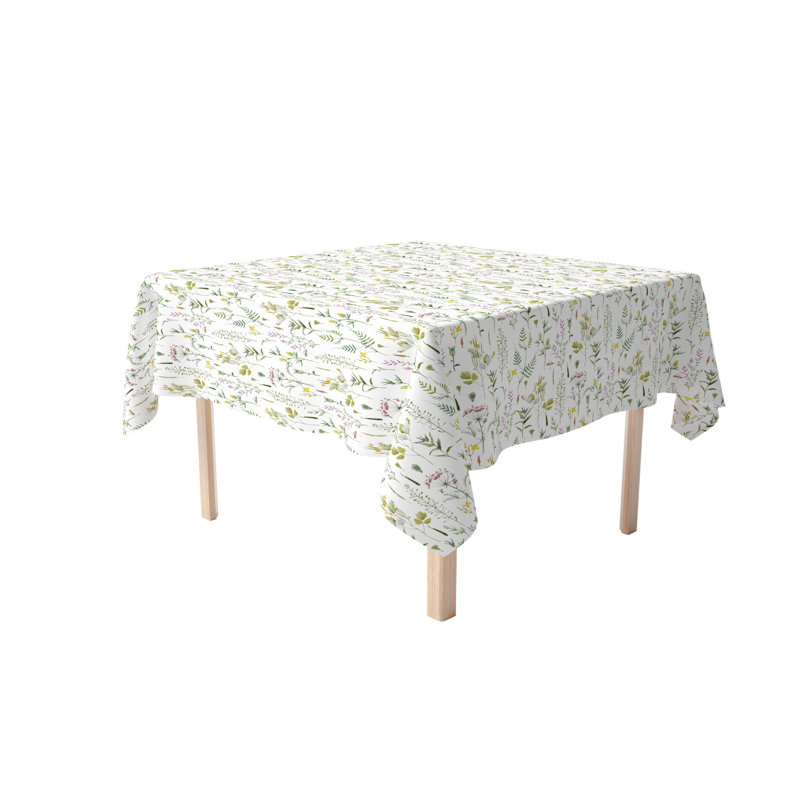 Square Tablecloth, 100% Cotton, 52X52", Botanical Stripe