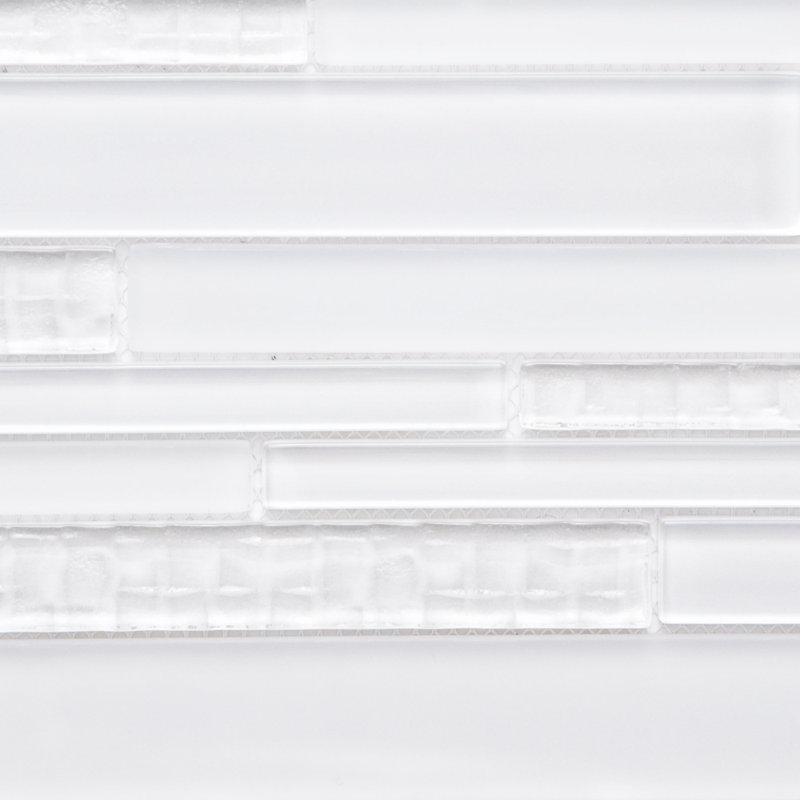 Karma Straight Edge Glass Mosaic Sheet Tile, White