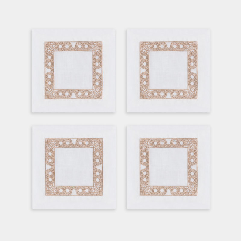Anatolia Scroll Border Embroidered Cocktail Napkin
