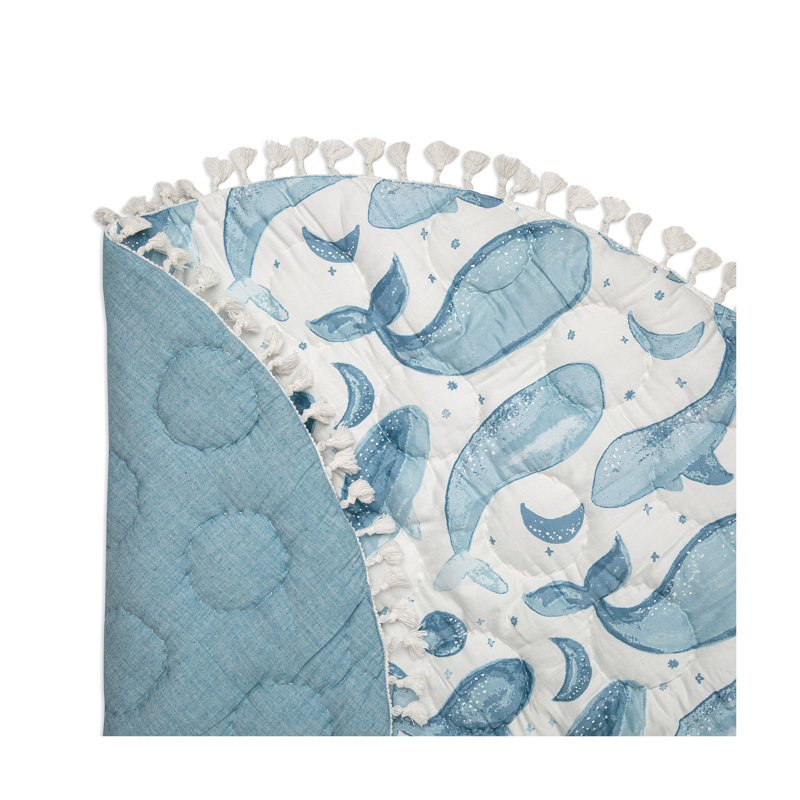 Whale Themed 40"x40" Cotton Quilted Playmat, Caspian Crane Baby