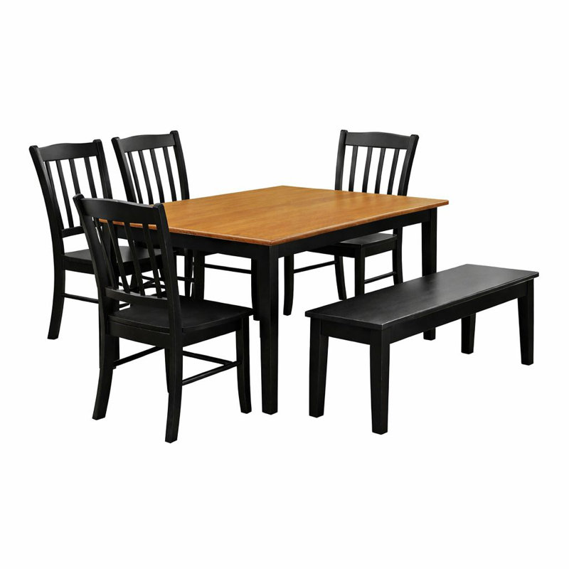 Weldy 6 - Person Dining Set, Oak/Black Chair