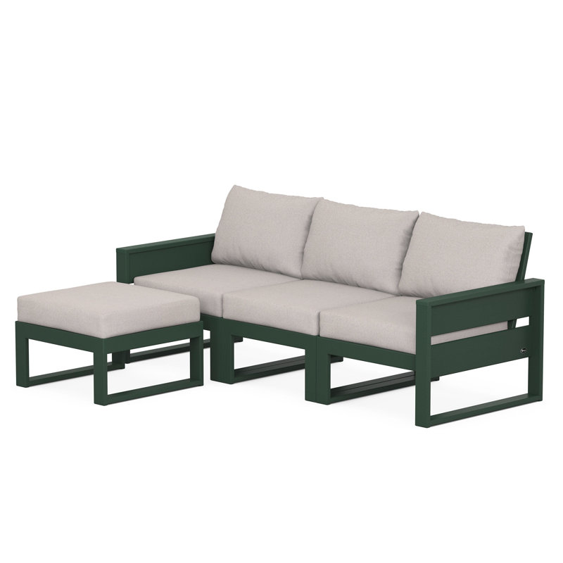 TREX Outdoors Eastport 3 - Person Outdoor Seating Group with Cushions, Green, Dune Burlap