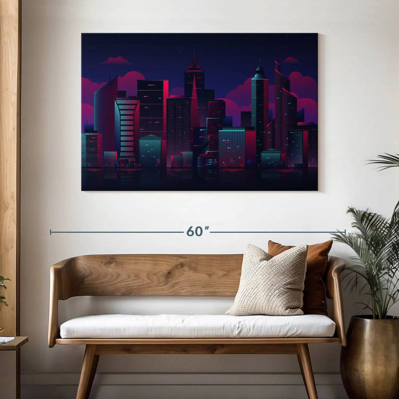 Paysage urbain de nuit Siron, H 32 po x l 48 po