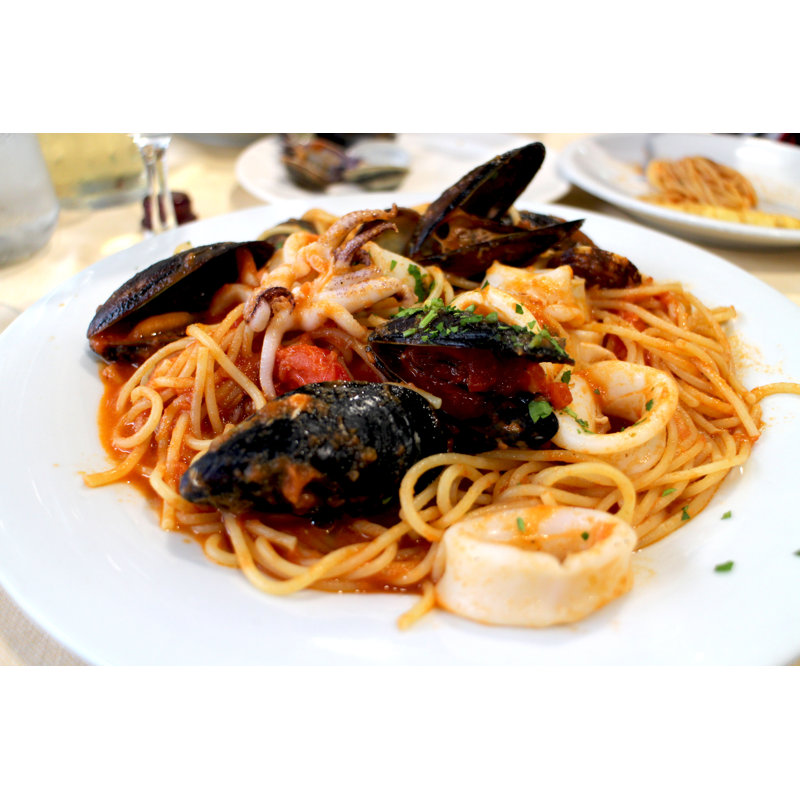 Italian spaghetti mix seafood 1 Piece Wrapped Canvas Wall Art, 61cm H x 91cm W x 3.8cm D